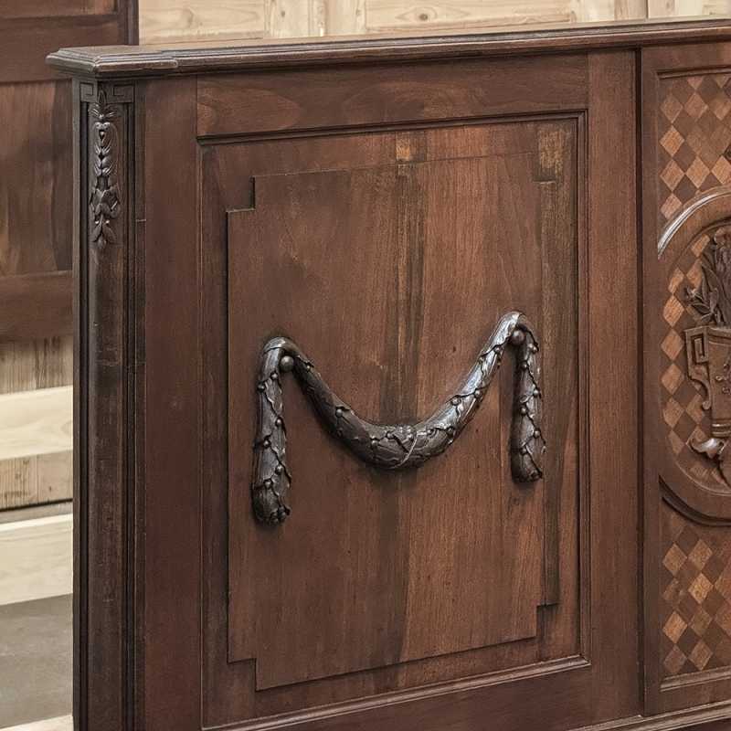 French Louis Neoclassical Carved Walnut Bed
