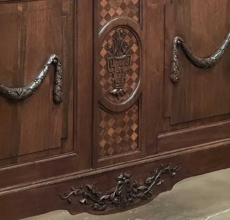 French Louis Neoclassical Carved Walnut Bed