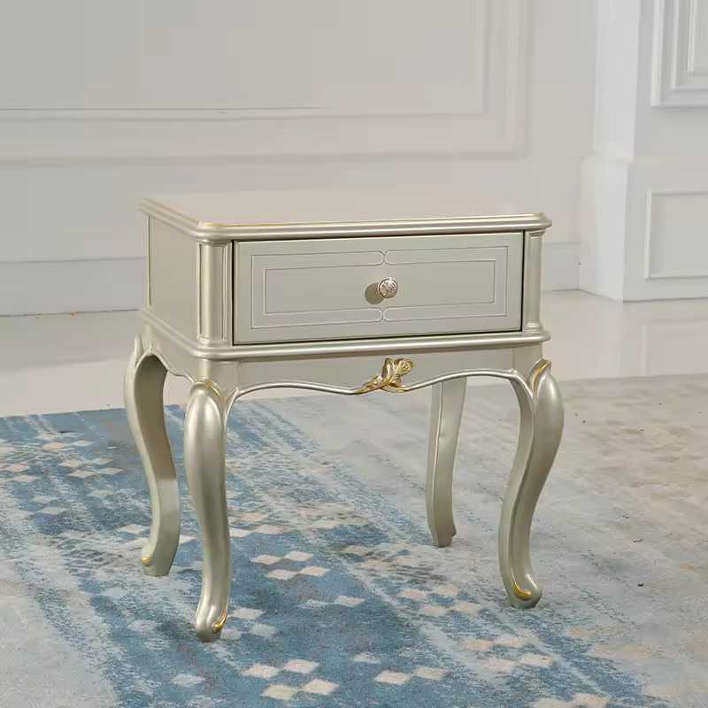 French Style Carved Patterns Retro Fabric Wedding Bed
