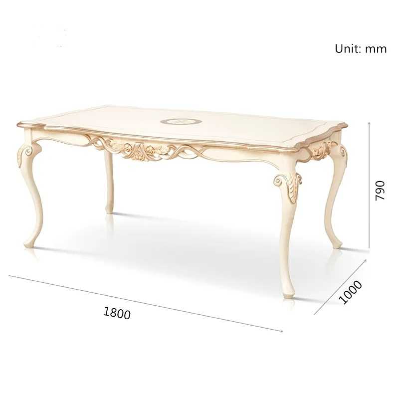 French Style Luxury European Solid Wood Carved Dining Table Set