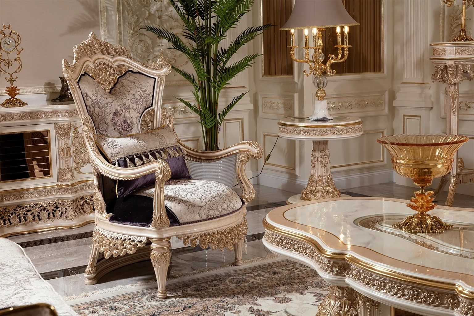 Grand Ultra-Luxury Gold Sofa Set | Heavy Deep Carved Handcrafted Masterpiece | Regal Living Room Statement Furniture for Sophisticated Spaces