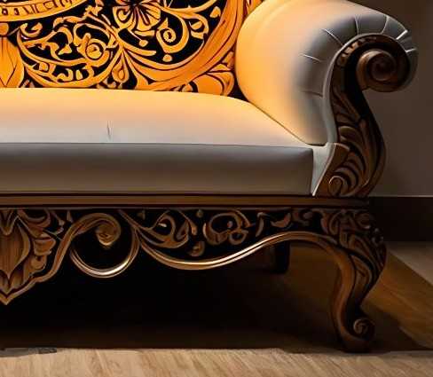 Hand-Carved Royal Lounge Sofa – Premium Wooden Love Seat with Grand Design, Upholstered Seating, and Antique Detailing
