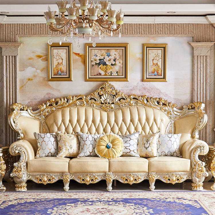 High-Lux European Royal Sofa Collection Rich Gold Finishing And Premium European Aristocratic Design