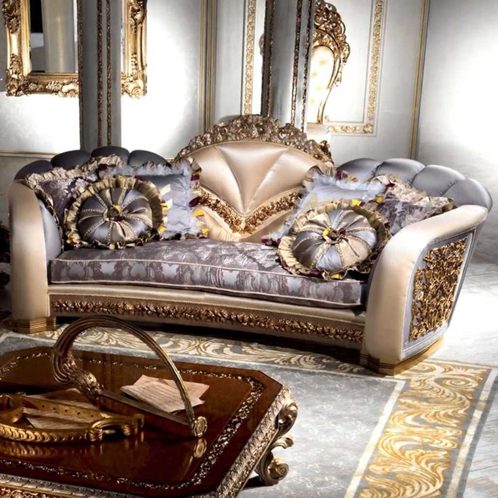 Imperial Royal Heritage Prestige Sofa Collection with Grand Gilded Frames, Baroque Carvings, and Luxuriously Textured Upholstery