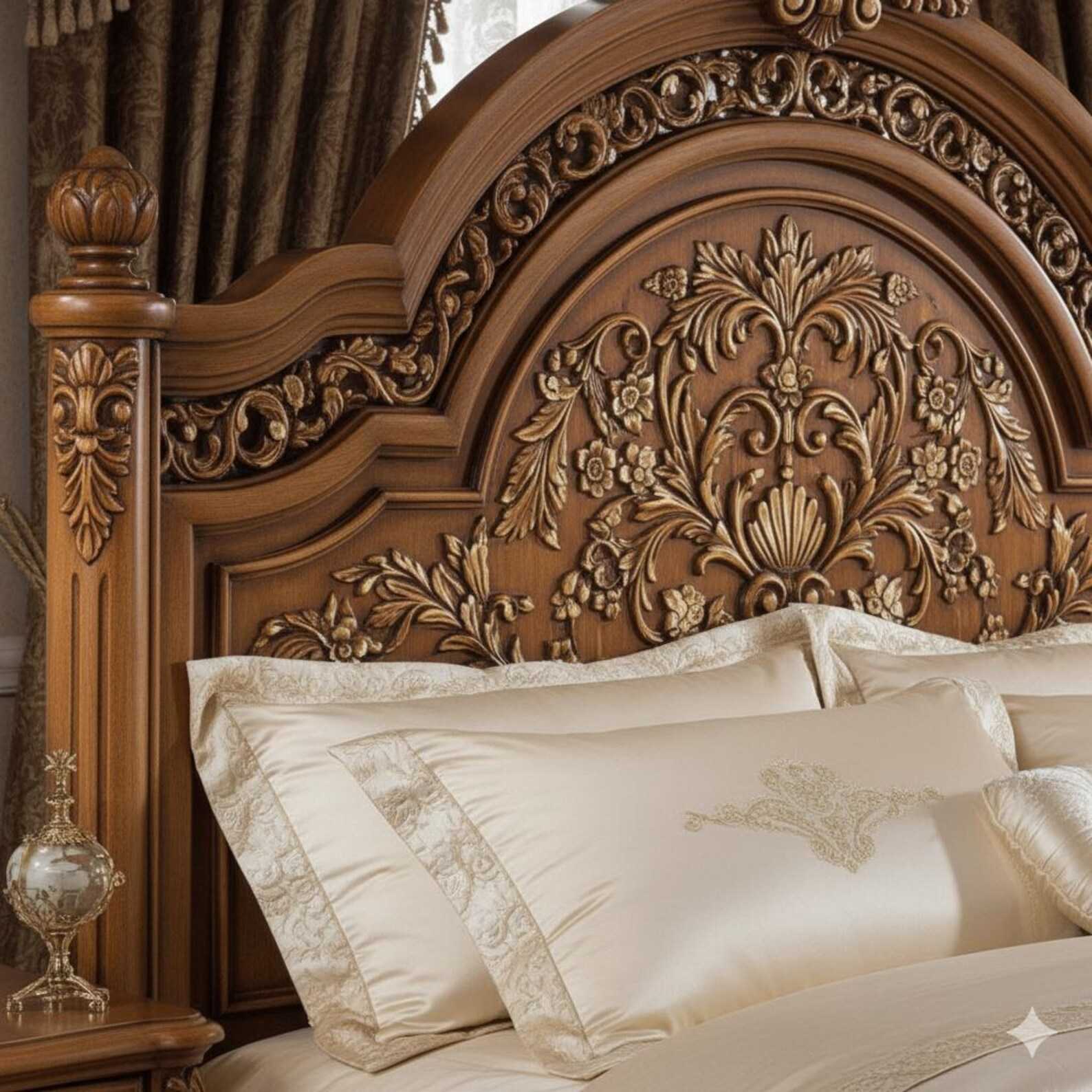 Laurel Classic Luxury Vintage Carved Wood Bed