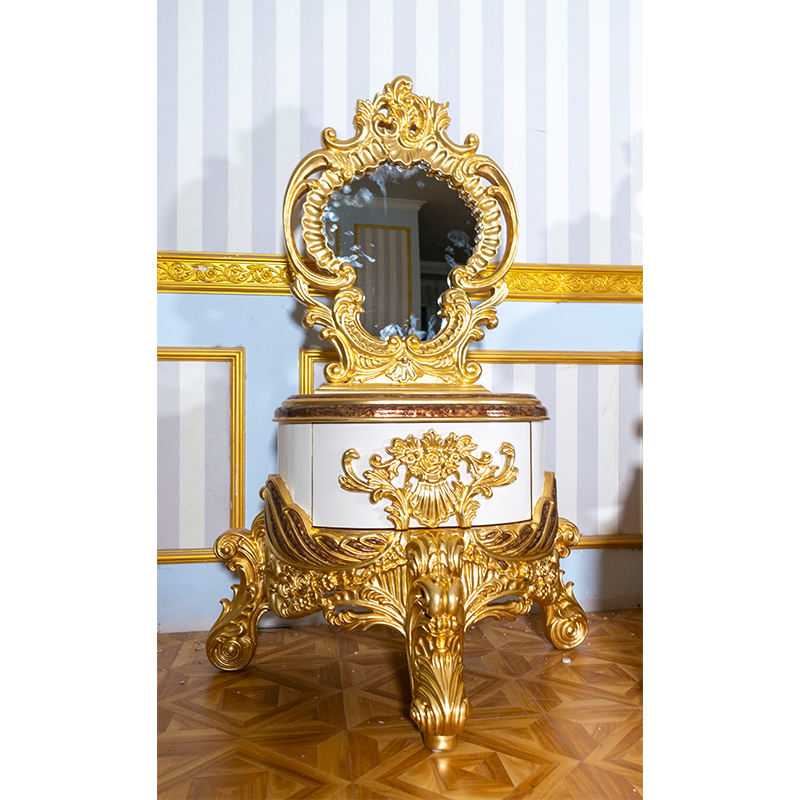 Luxurious Antique Round Bed Featuring Ornate Hand-Painted Heavy Floral Carved Headboard