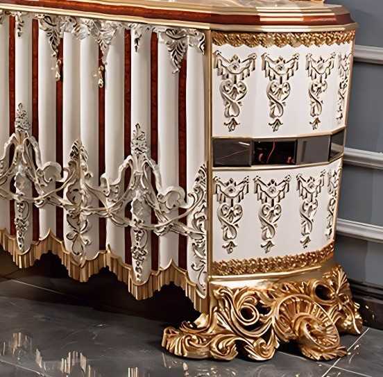 Luxurious French Baroque Console and Mirror Set – Hand-Carved Solid Wood with Gold Leaf Detailing, Cream Finish, Ornate European Elegance