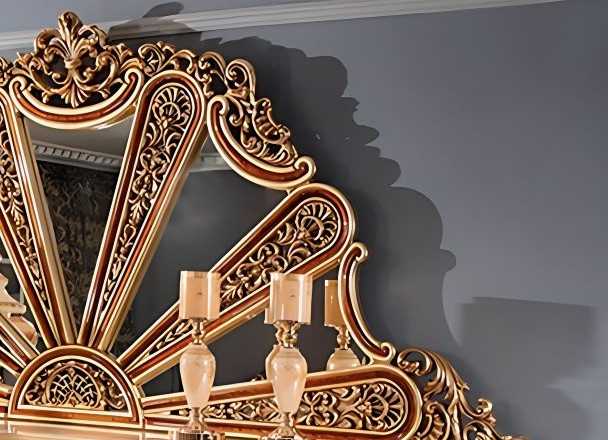 Luxurious French Baroque Console and Mirror Set – Hand-Carved Solid Wood with Gold Leaf Detailing, Cream Finish, Ornate European Elegance