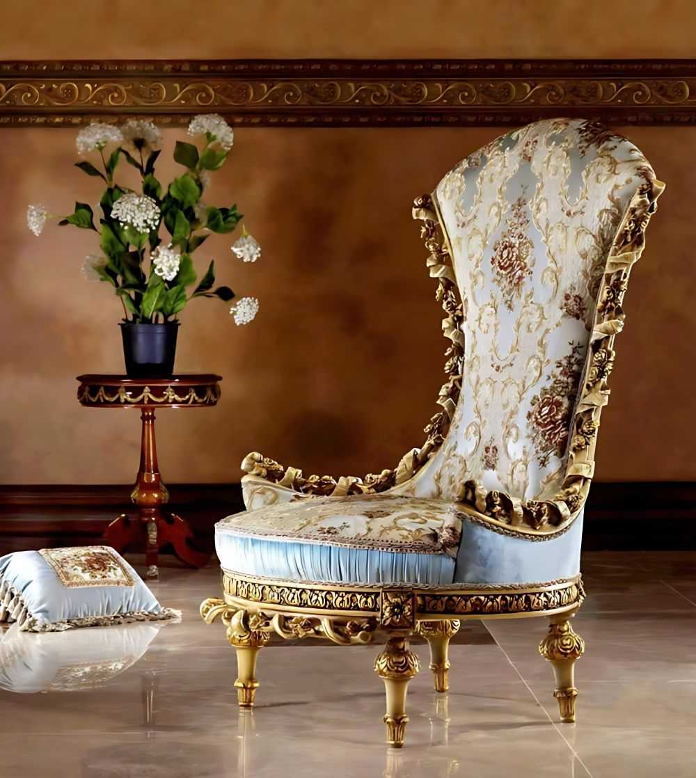 Luxurious Italian Royal Baroque Living Room Set with Blue Velvet Upholstery and Hand-Carved Gold 