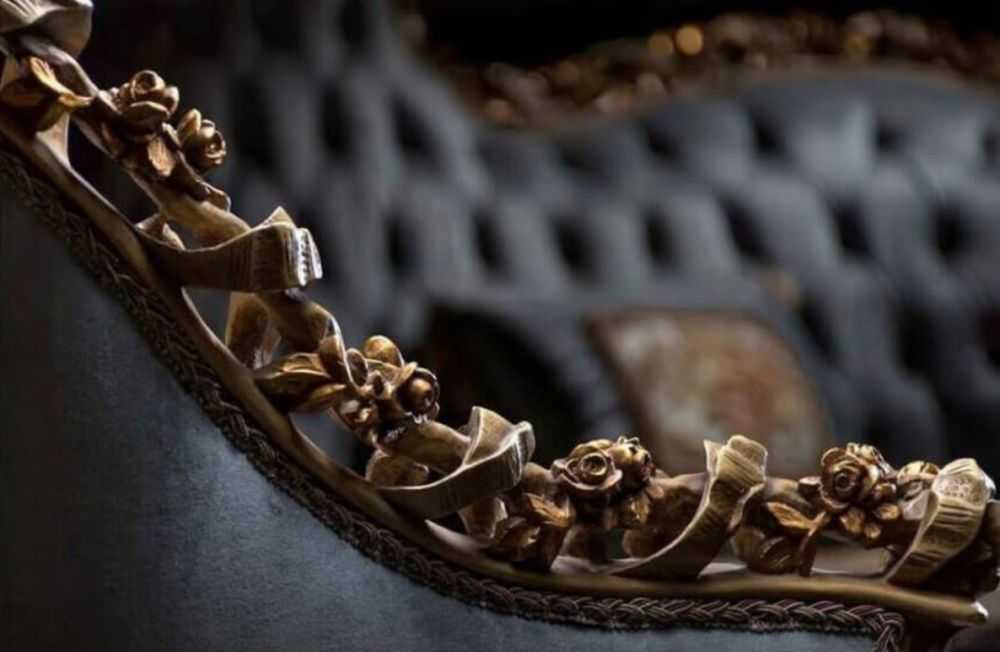 Luxurious Italian Royal Baroque Living Room Set with Blue Velvet Upholstery and Hand-Carved Gold 