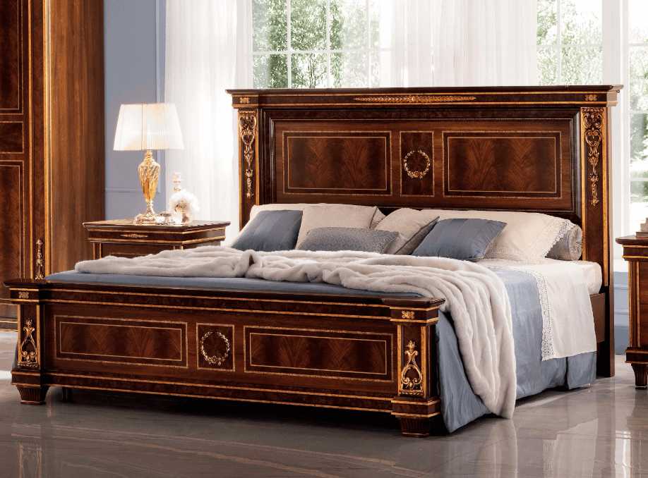 Luxurious Neoclassical Bedroom with Classic Wood Furniture & Gold Detailing