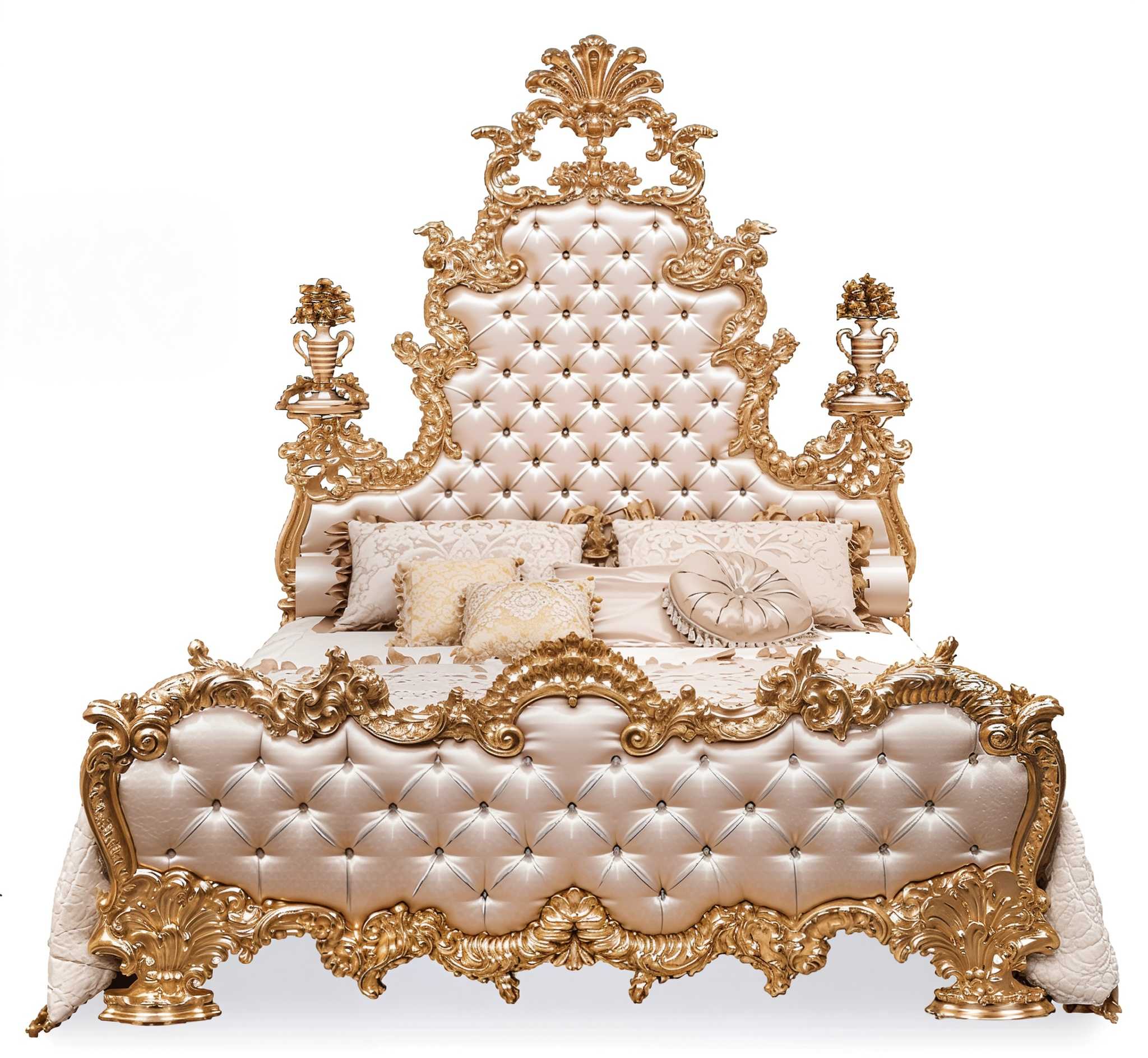 Luxury Baroque Bedroom Set – Italian Majesty Collection, Tufted Headboard & Carved Details
