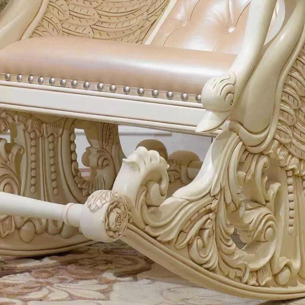 Luxury Carved Swan Royal Rocking Chair – Handcrafted European Masterpiece