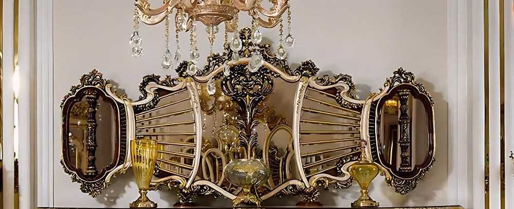 Luxury Console Table  Handcrafted Gold Leaf, Rococo Carvings, Solid Hardwood, European Design