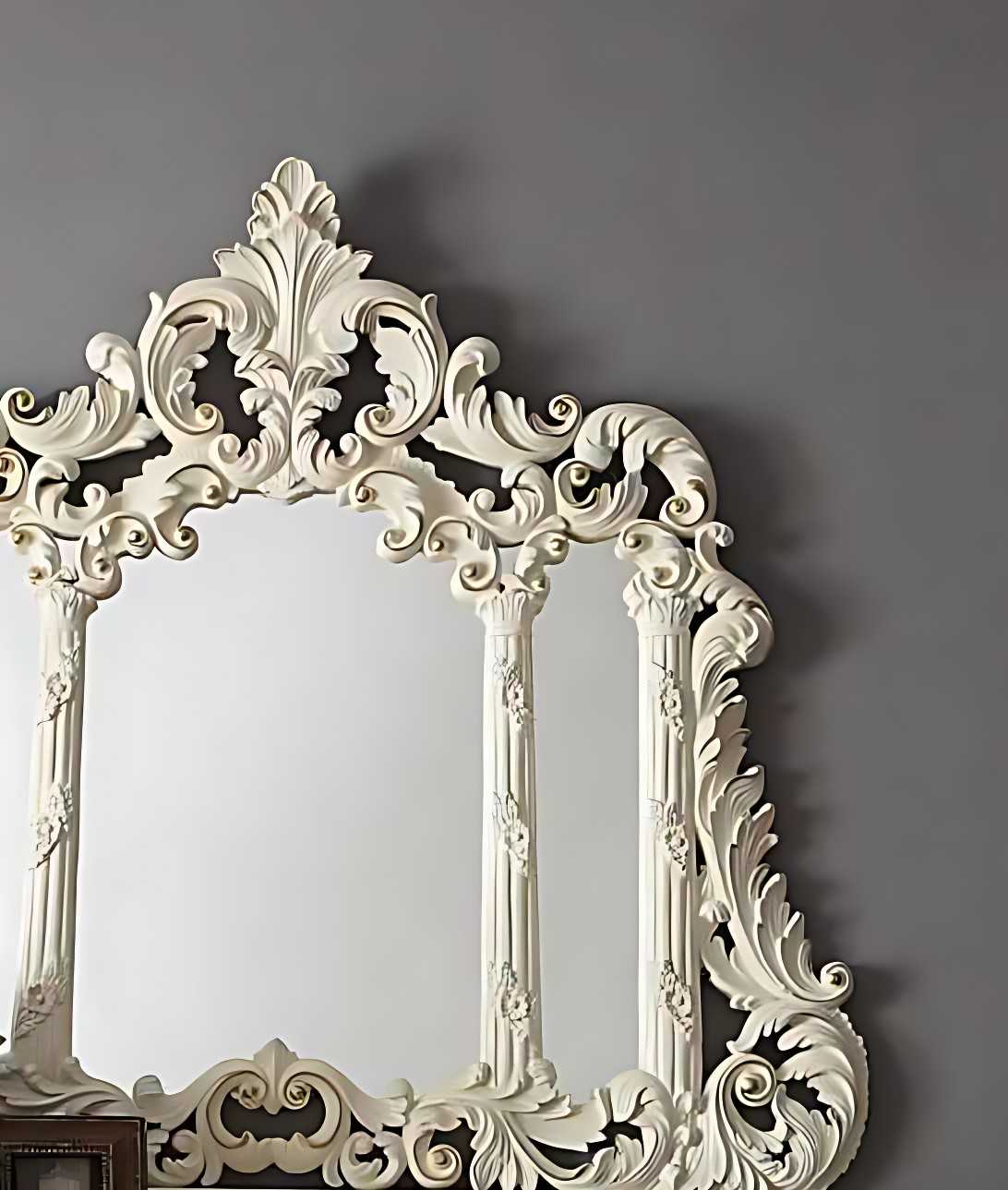 Luxury Cream Console with Mirror – Ornate Hand-Carved European Masterpiece