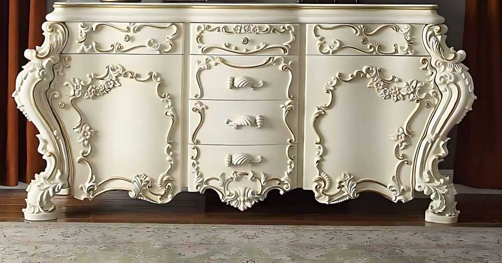 Luxury Cream Console with Mirror – Ornate Hand-Carved European Masterpiece