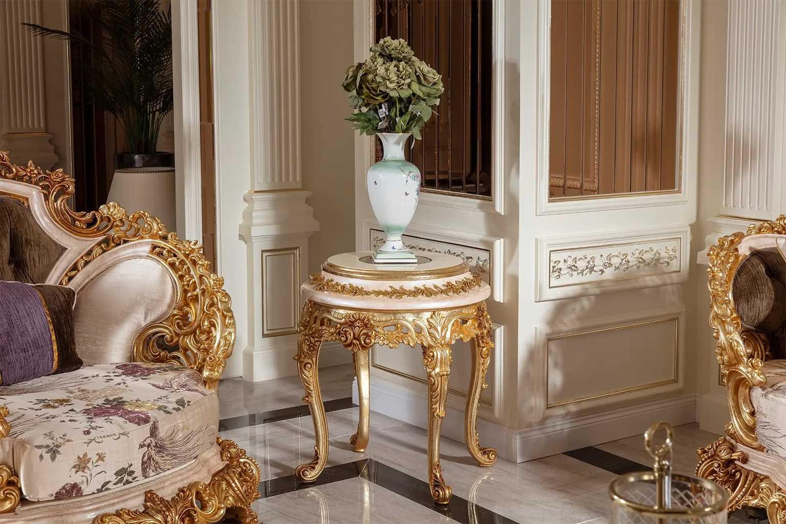 Luxury Heavy Carved Gold And Cream Sofa Set – Regal Design with Intricate Handcrafted Details