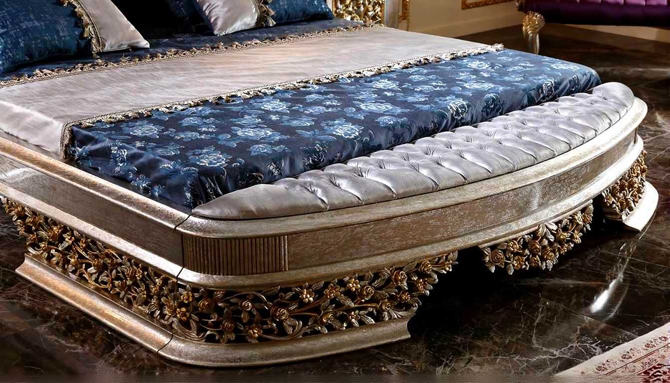 Luxury Italian Baroque Bedroom Set | Intricate Hand Carvings Bed with Rich Gold Detailing