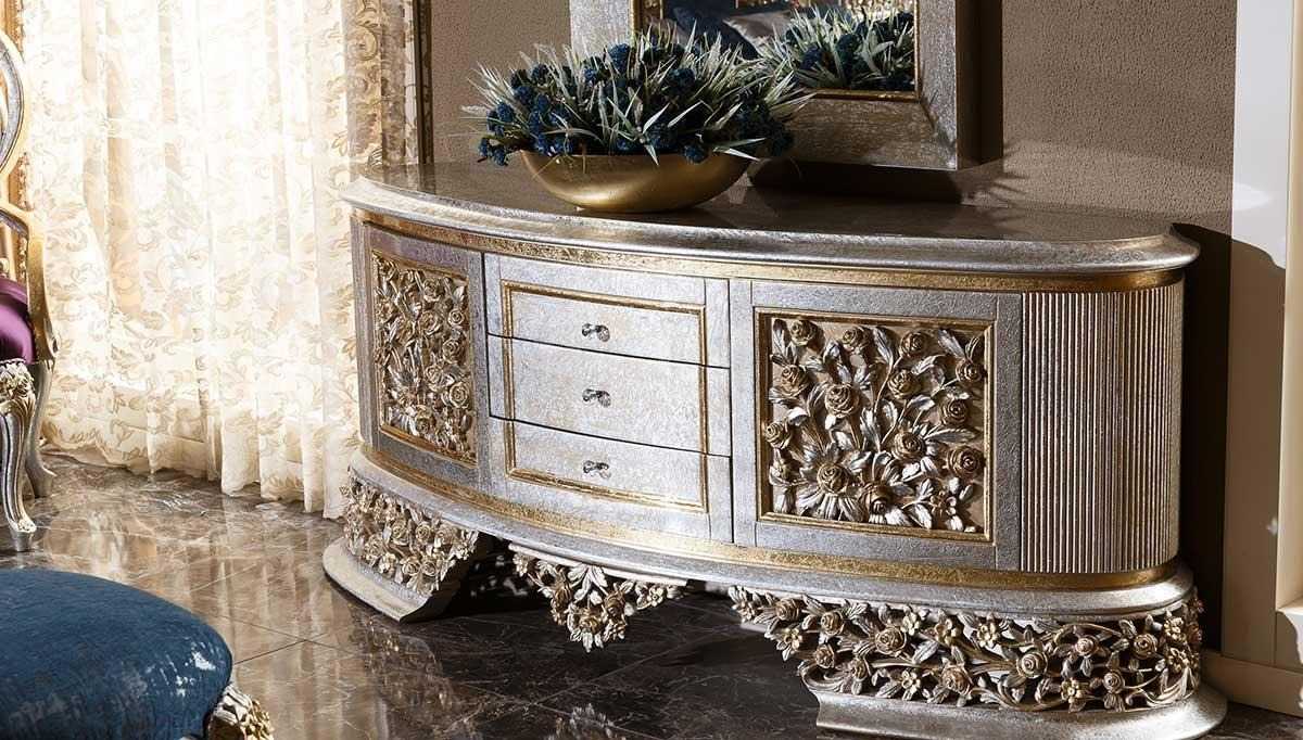 Luxury Italian Baroque Bedroom Set | Intricate Hand Carvings Bed with Rich Gold Detailing