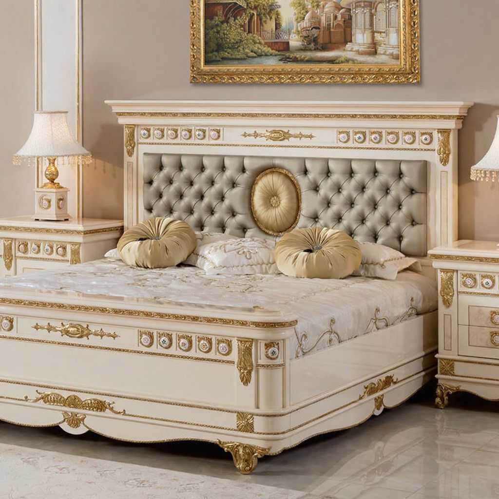 Luxury Royal Cream & Gold Carved Bedroom Set – Sophisticated Elegant Design