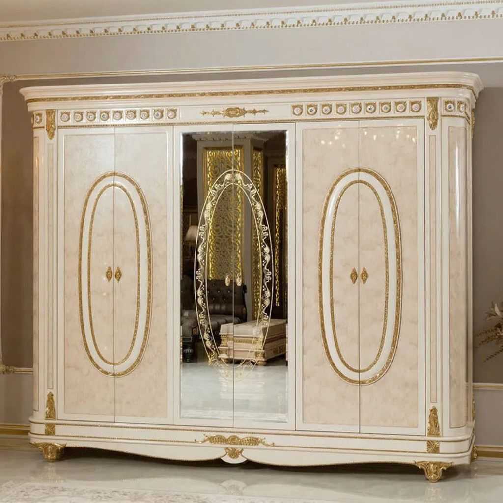 Luxury Royal Cream & Gold Carved Bedroom Set – Sophisticated Elegant Design