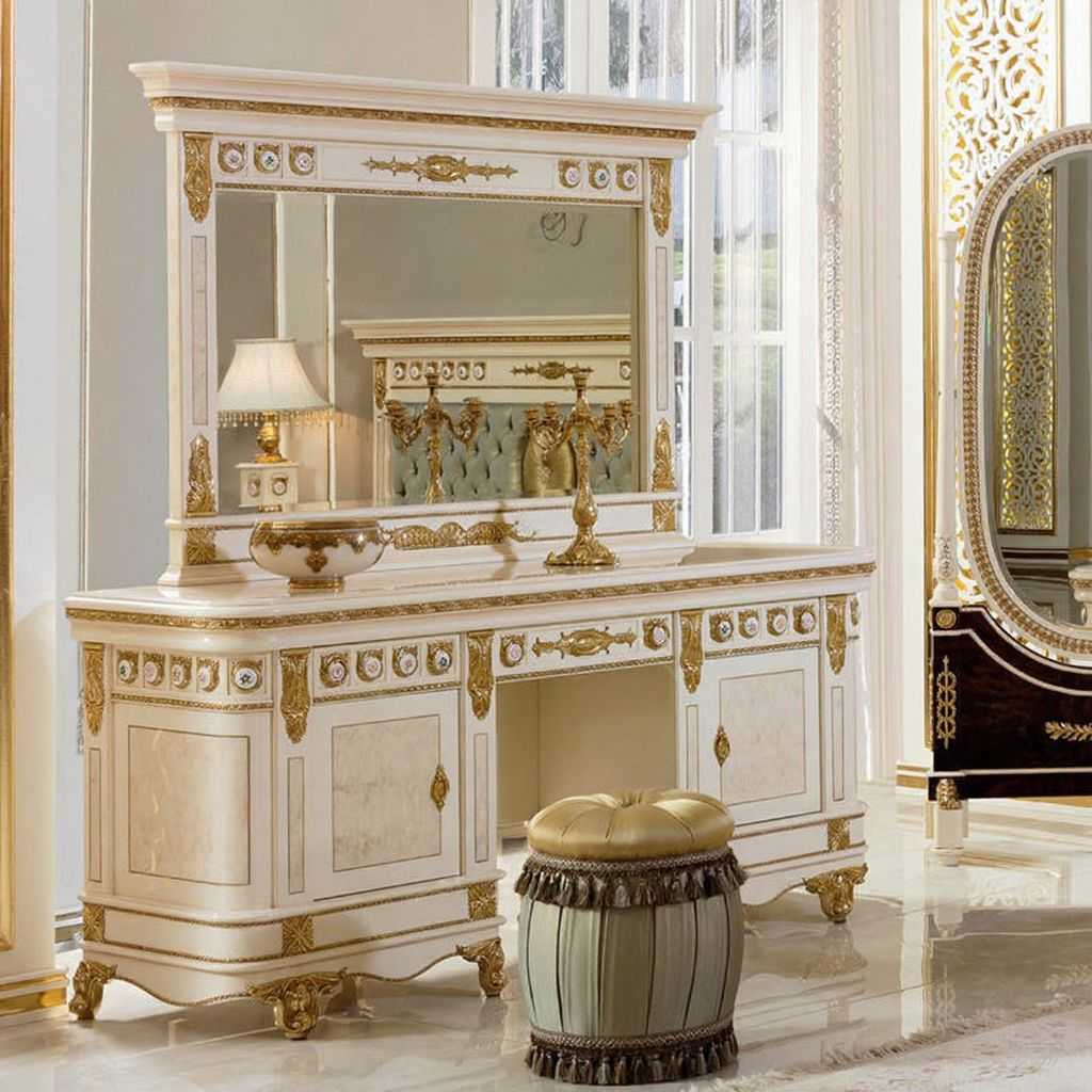 Luxury Royal Cream & Gold Carved Bedroom Set – Sophisticated Elegant Design