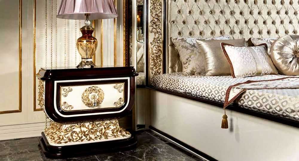 Masterpiece Royal Carved Bedroom Set – Luxurious Velvet Bed with Hand-Gilded Wood Accents