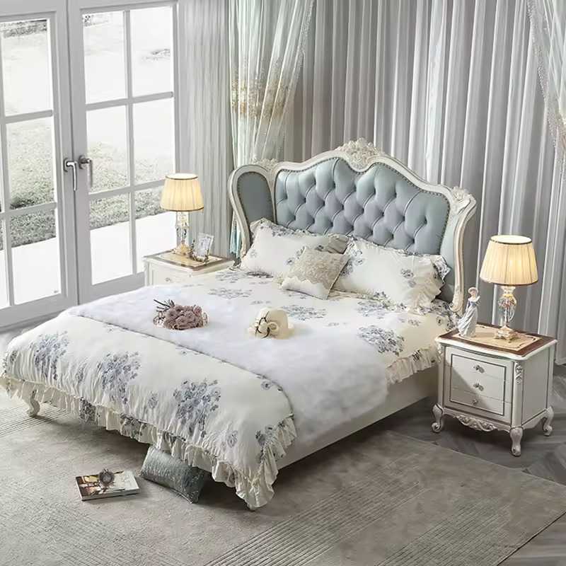 Saharanpur Style Carved European Design Wooden Bed