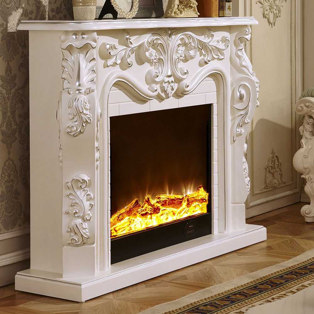 Simulation Flame Decorative Wooden Fireplace Mantel