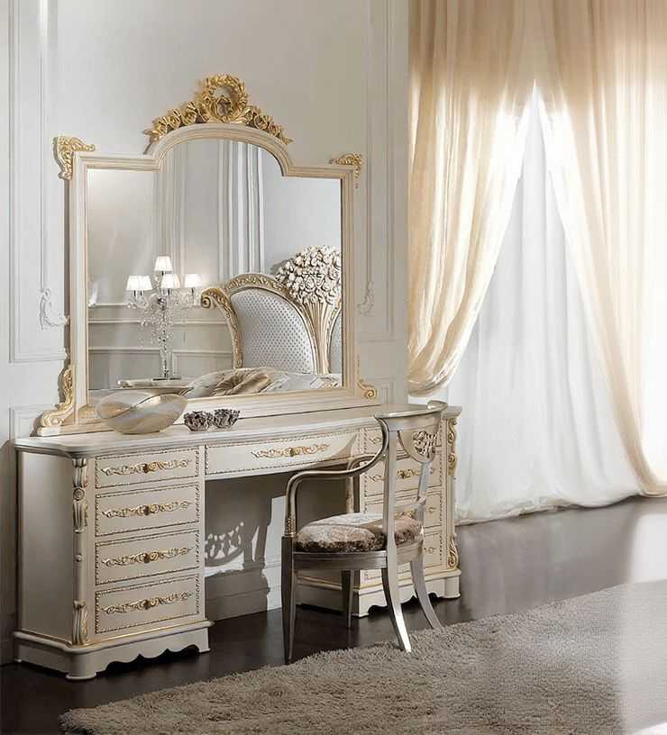 Ultra-Luxury Imperial Floral Royale Bedroom Set with Hand-Carved Baroque Crowns, Pearl-Tufted Panels And  Grand Vanity Ensemble