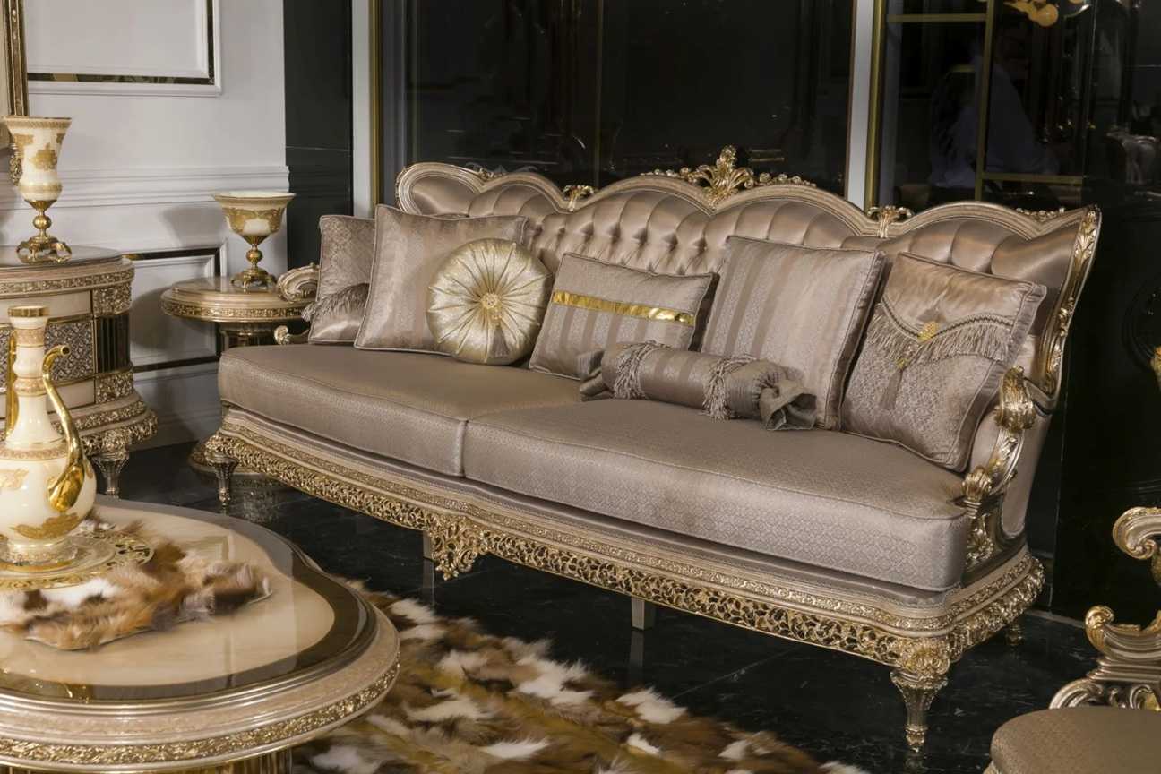 Ultra-Luxury Imperial European Royal Sofa Set with Monumental Hand-Carved Gold Frames, Curved Palace Seating And Majestic Classical Grandeur