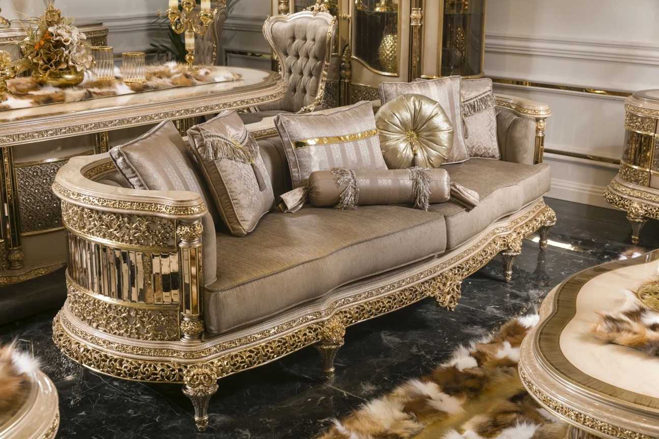 Ultra-Luxury Imperial European Royal Sofa Set with Monumental Hand-Carved Gold Frames, Curved Palace Seating And Majestic Classical Grandeur