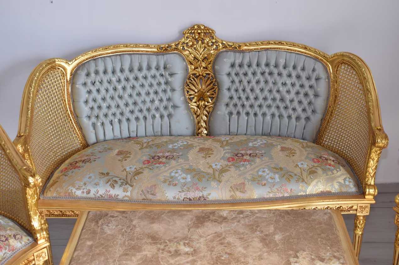 Victorian Colonial Sofa Set – Elegant Carved Wood Furniture