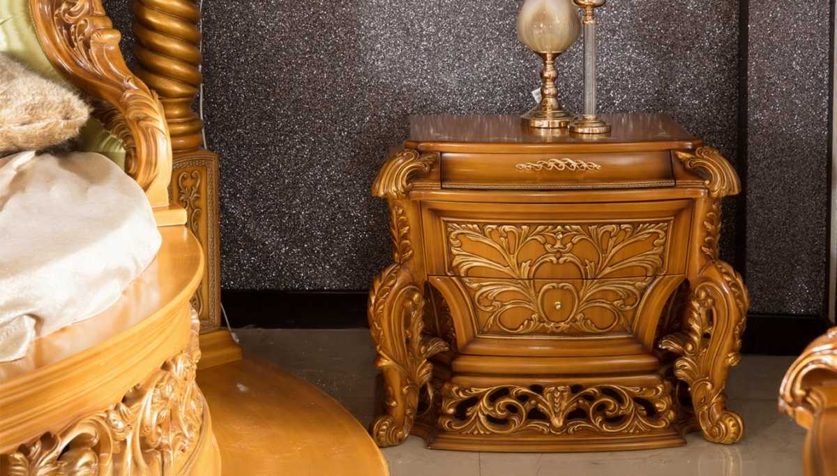 Walnut Royal Carved Bedroom Collection Featuring Deep Engraved Artwork And Traditional Luxury Finish