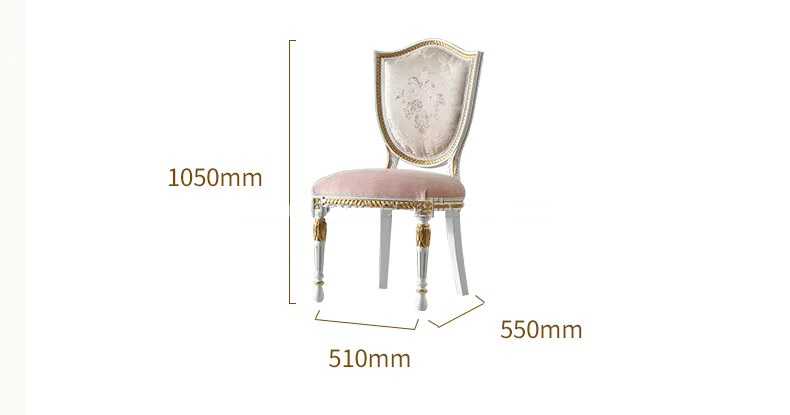 White and Pink European Design Solid Wood Dining Table 6 Seater