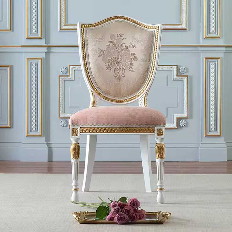 White and Pink European Design Solid Wood Dining Table 6 Seater