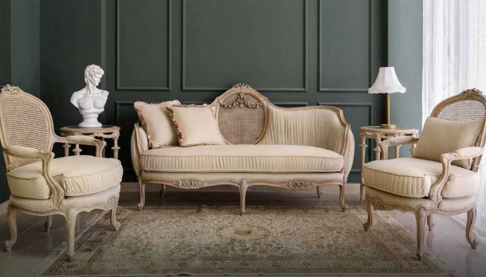 Antique Cream Sofa Set – Classic Neoclassical Design