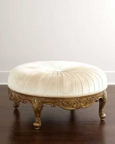 Scala Light Pouffe Upholstered Round Antique Footstool