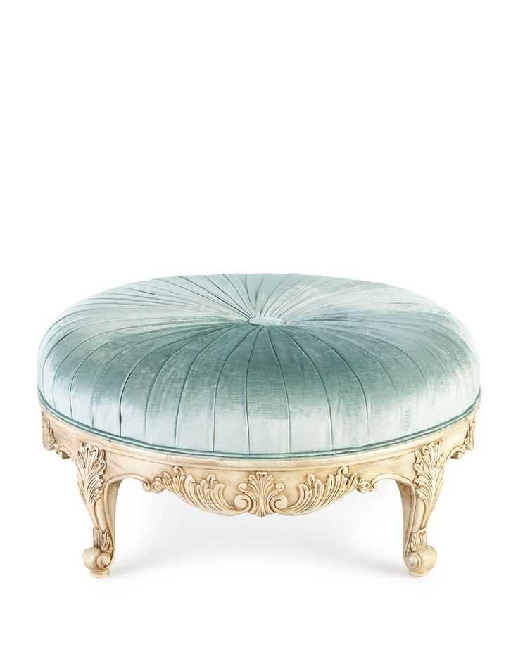 Scala Light Pouffe Upholstered Round Antique Footstool