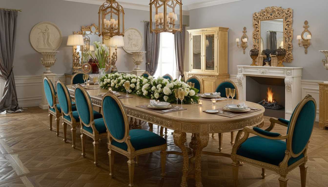Luxury Neo-Classic 10-Seater Dining Set