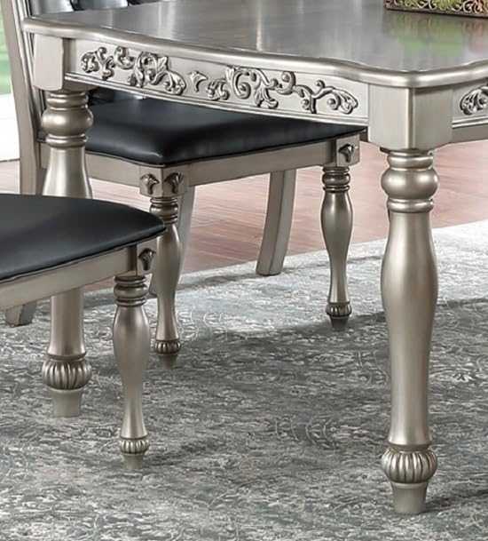 Traditional Silver Grey Finish Dining Table Set 