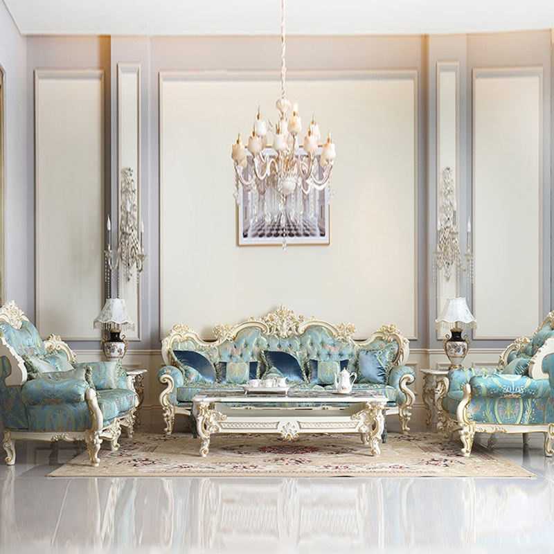 European Classic Style Carved 6 Seater Luxury Living Room Sofa Set