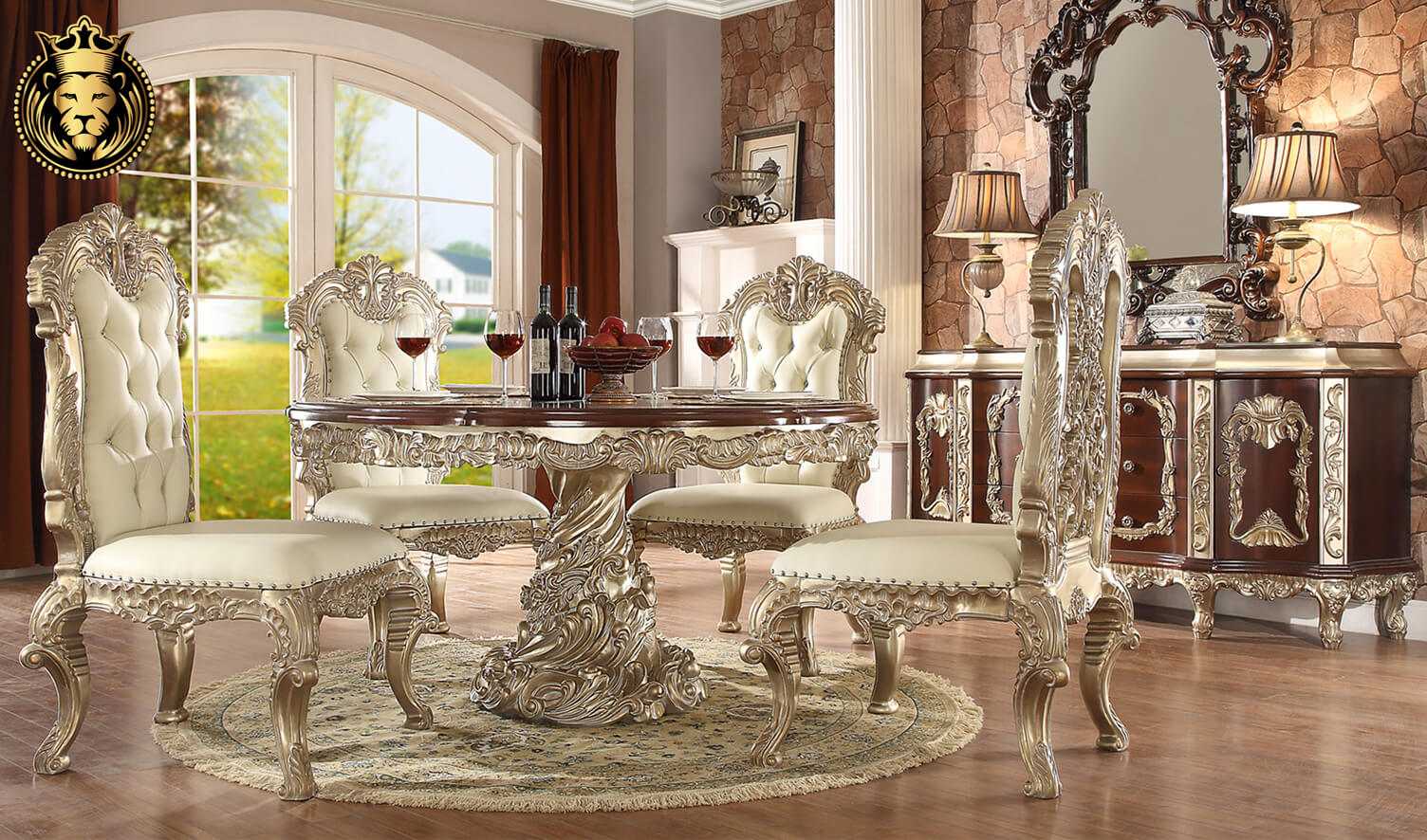 Fontana European Style Hand Carved Dining Set