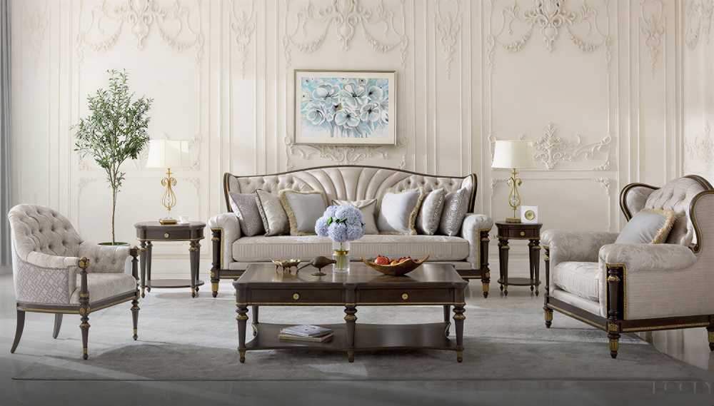 French Neoclassical-Inspired Sofa Set 