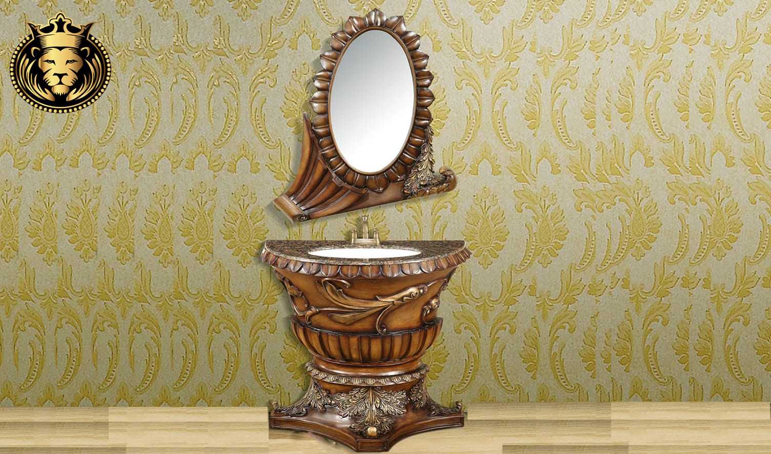 Gorgeous Antique French Style Bathroom Vanity with Mirror Frame