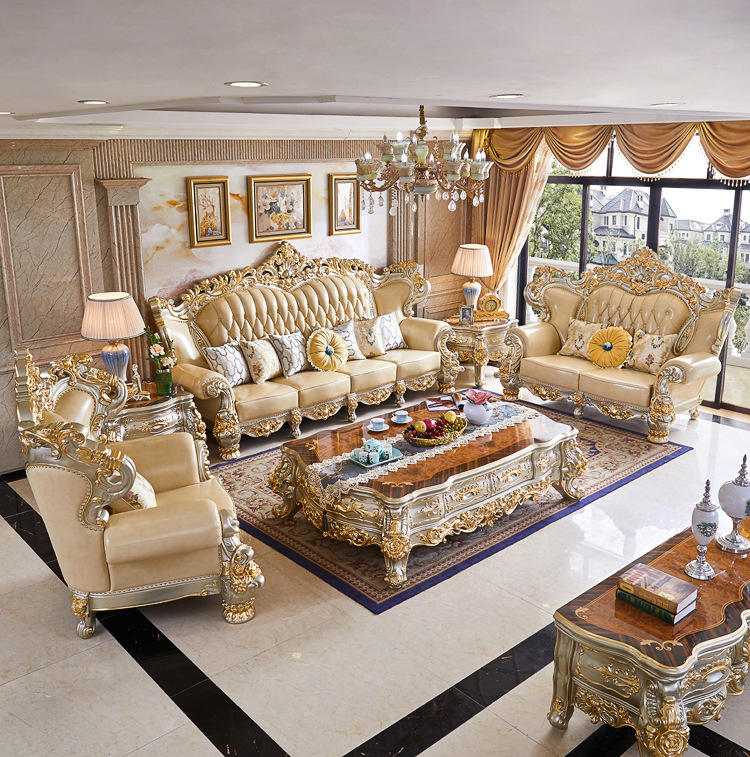 High-Lux European Royal Sofa Collection Rich Gold Finishing And Premium European Aristocratic Design
