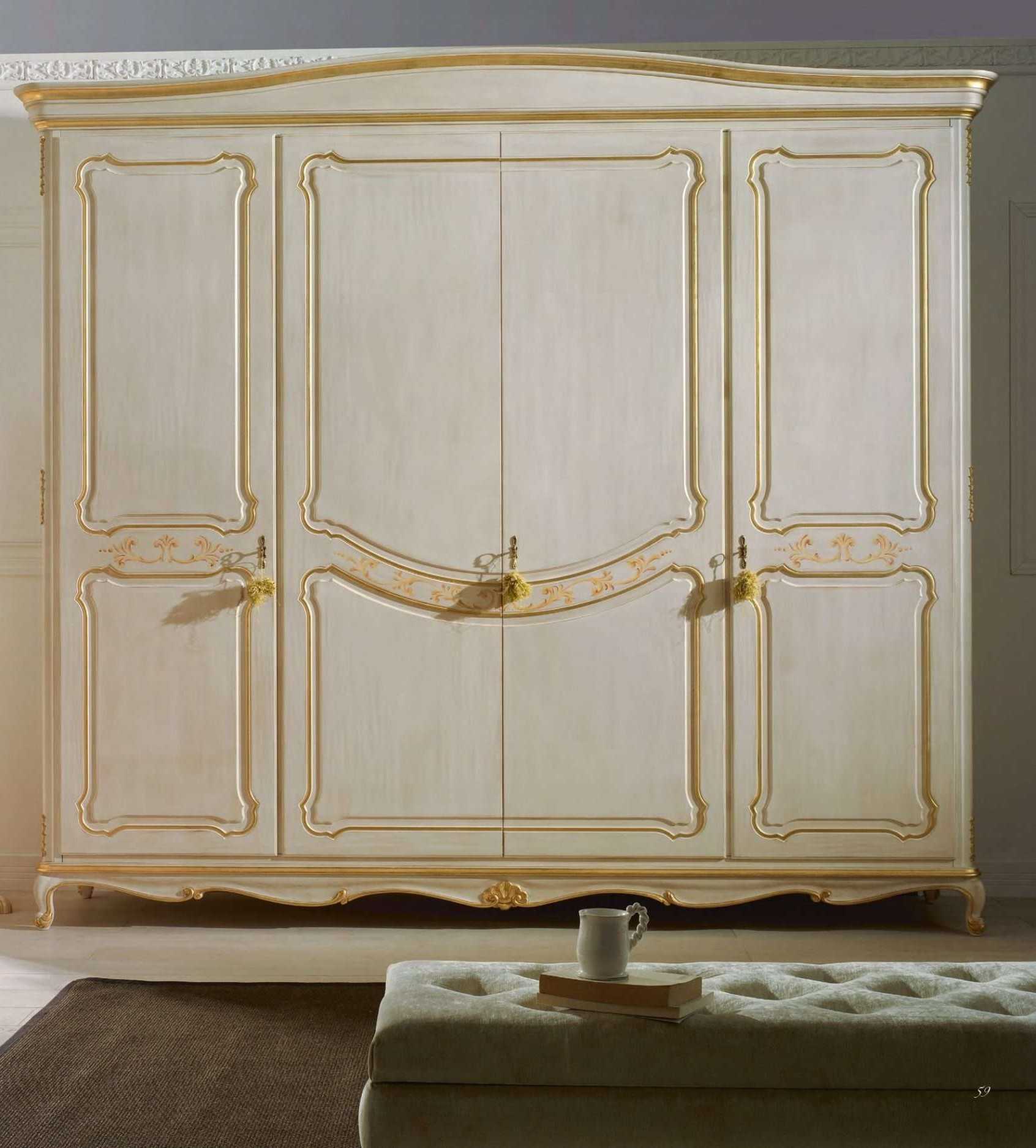 Imperial Florence Wardrobe – Hand-Carved Rococo Masterpiece in Ivory and Gold 