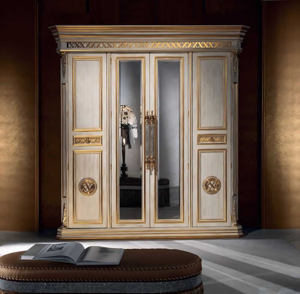 Italian Rococo Wardrobe – Luxury Hand-Carved Cream and Gold Masterpiece