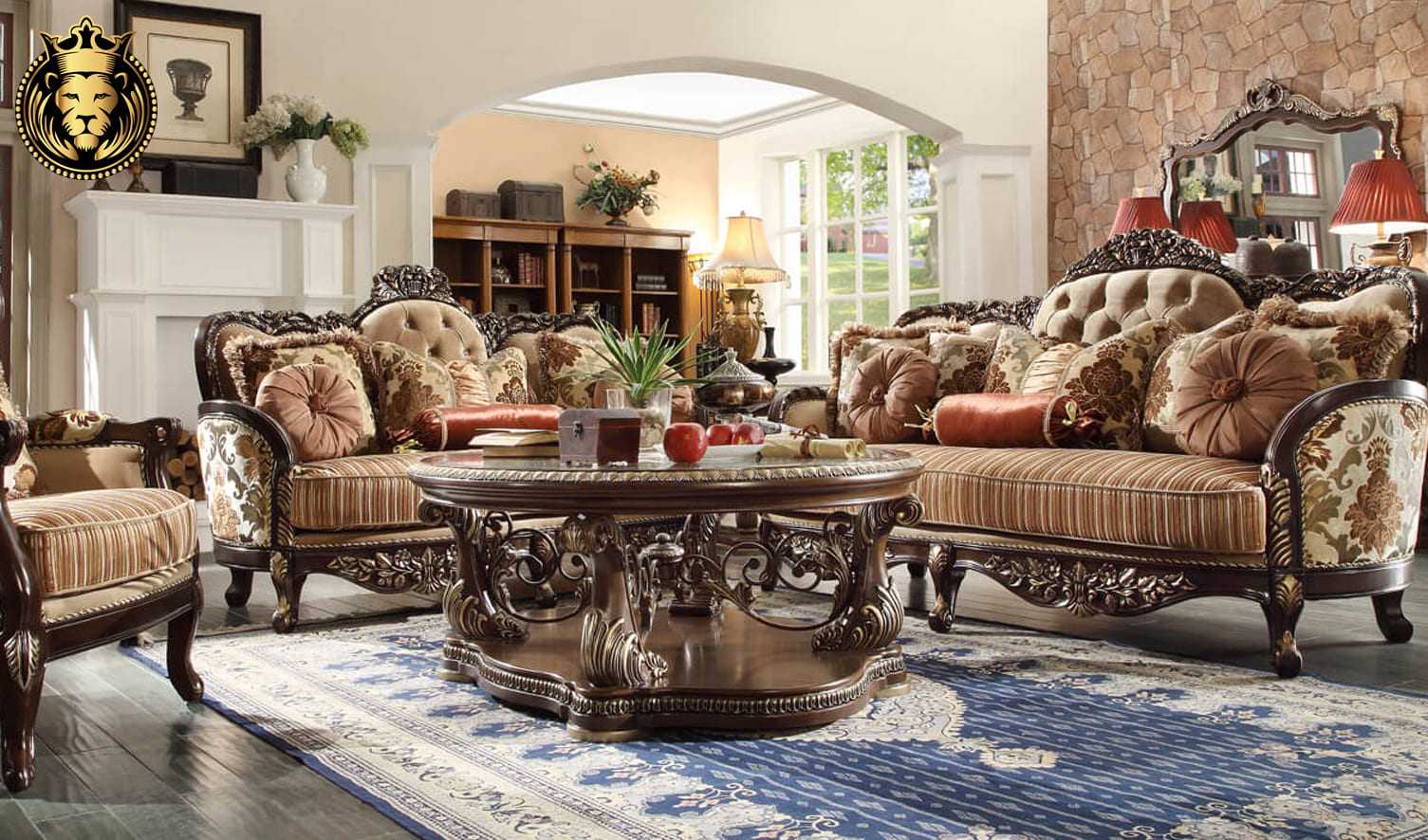 Louisville European Antique Style Royal Sofa Set