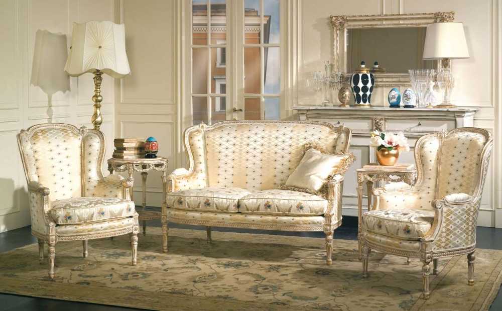 Luxury Neoclassical Living Room Set  Antique Finish